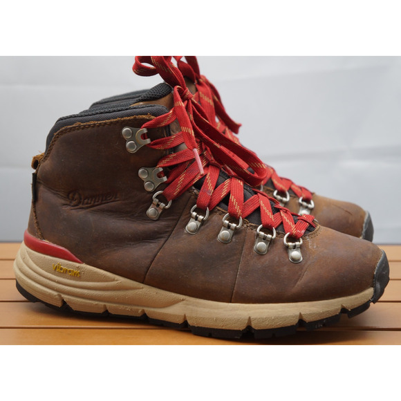 Danner Women's Mountain 600 Leaf GTX Boots - Grizzly Brown/Rhodo Red Size 7.5 - Picture 1 of 12